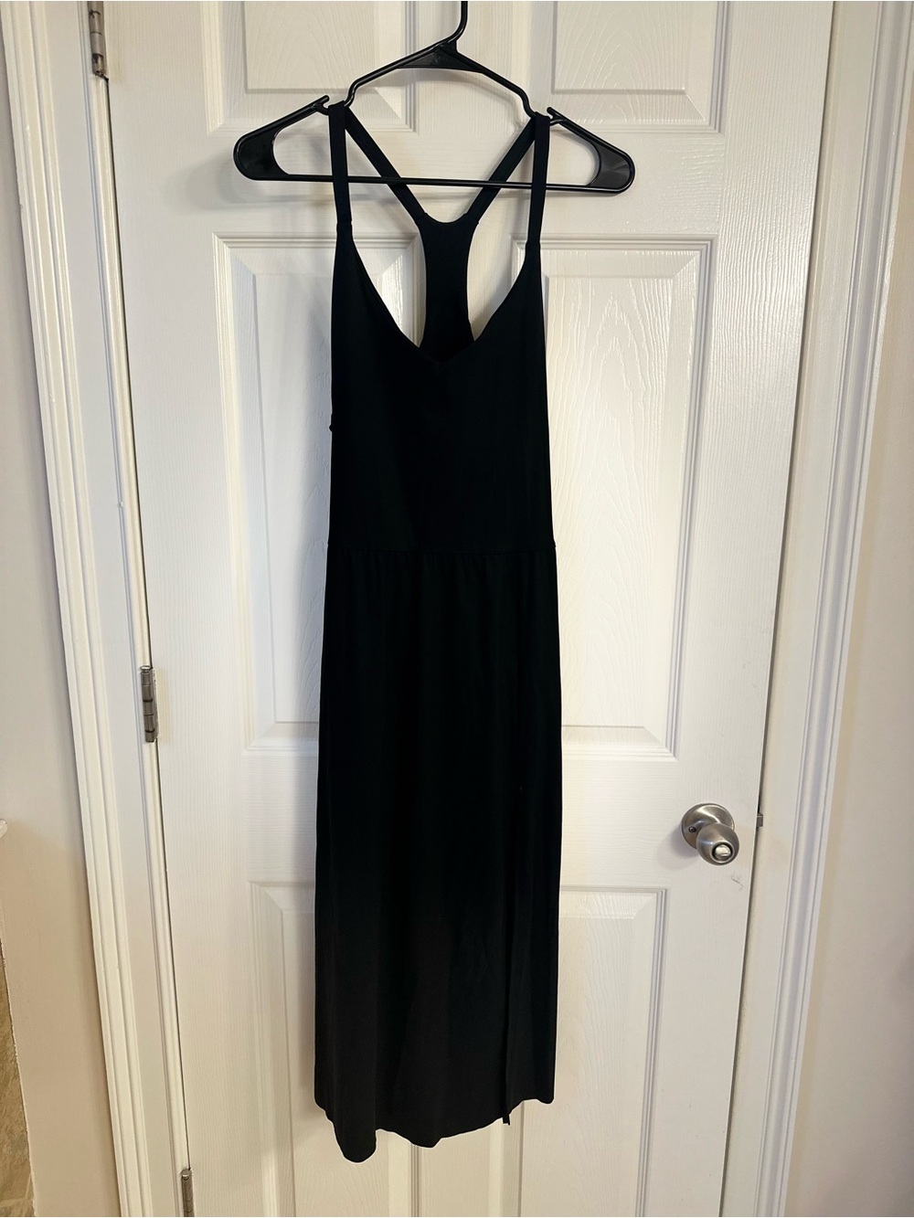 Black Athletic Midi Dress with Side Slit